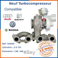 Turbo Turbocompresseur Neuf pour Skoda Octavia 2.0 TDI 724930-5006S 724930-5008S